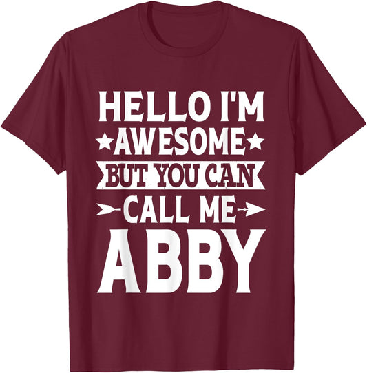Abby Gifts Women Girl Name Birthday - Black, Small - Short Sleeve, Regular Fit - Casual, Button-Down Collar, Lace Embellished - Girls, Women T-Shirt - T-Shirt | Maroon