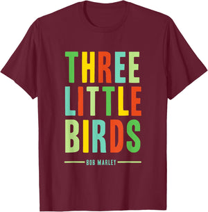 Official Bob Marley Three Little Birds T-Shirt - T-Shirt | Maroon