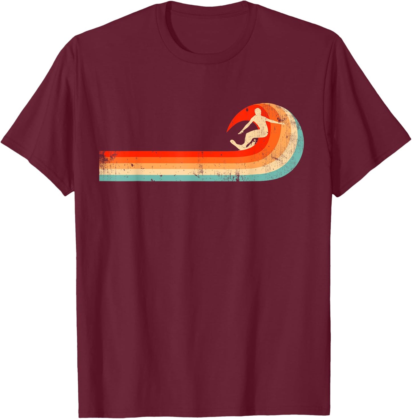 Surfer Gift Vintage Wave Retro Surfing Surf Beach T-Shirt - T-Shirt | Maroon
