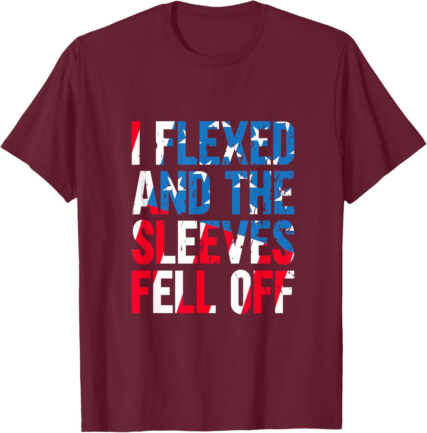 I Flexed And The Sleeves Fell Off American Flag USA Gym Kids Men T-Shirt - T-Shirt | Maroon