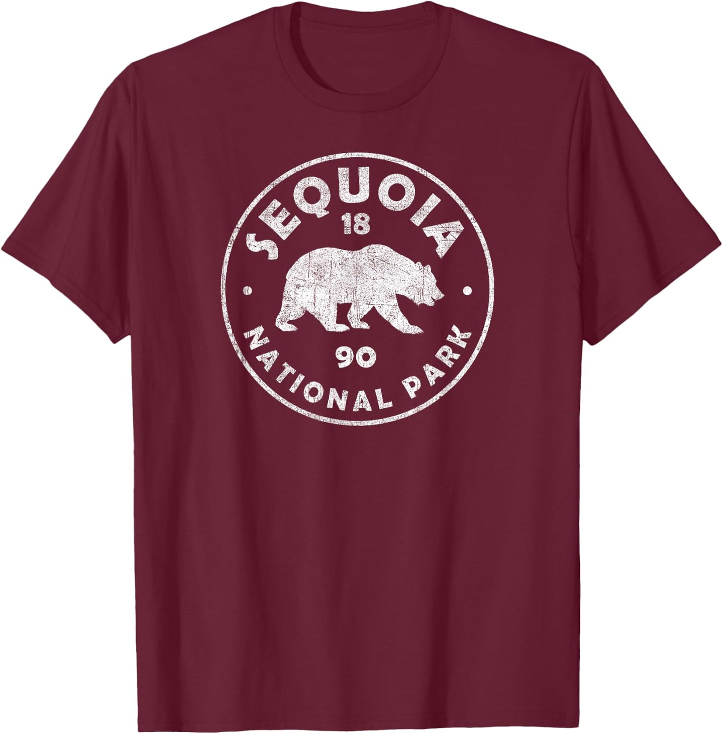 Retro Sequoia National Park Souvenir Women Men Kids Hiking T-Shirt - T-Shirt | Maroon