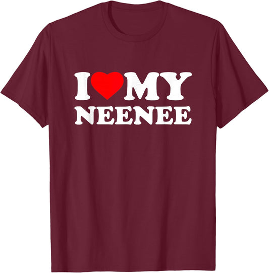 I Love My NeeNee I Heart Family Grandma Nee-Nee T-Shirt - T-Shirt | Maroon