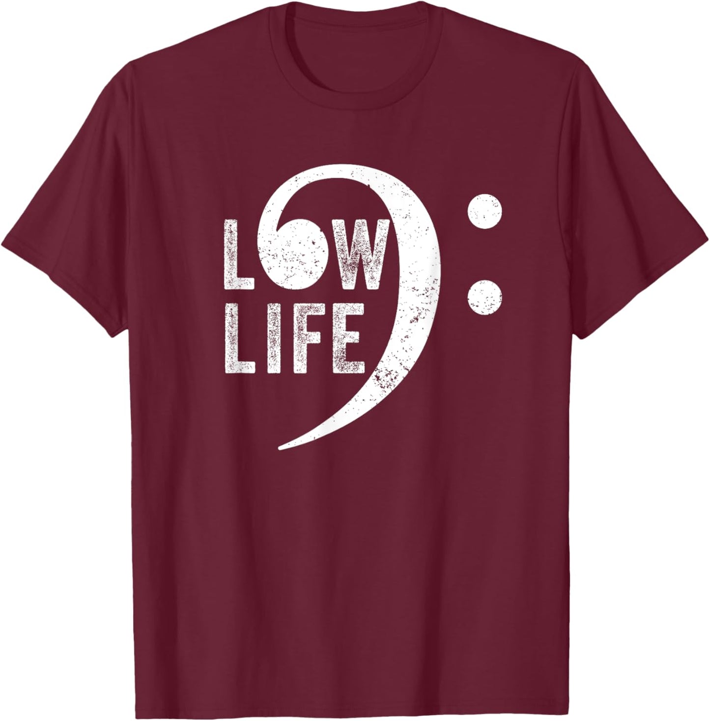 Bass Clef, Funny Low Life Music Marching Band Brass Note T-Shirt - T-Shirt | Maroon