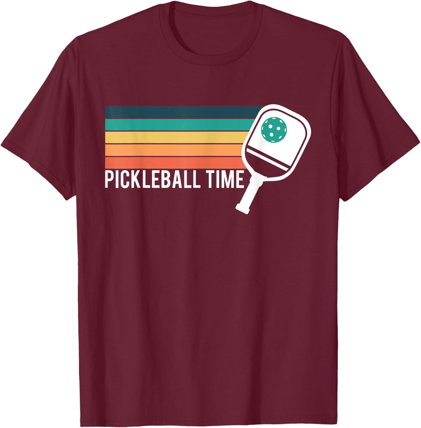 Vintage Retro Pickleball Time Pickleball Player T-Shirt - T-Shirt | Maroon