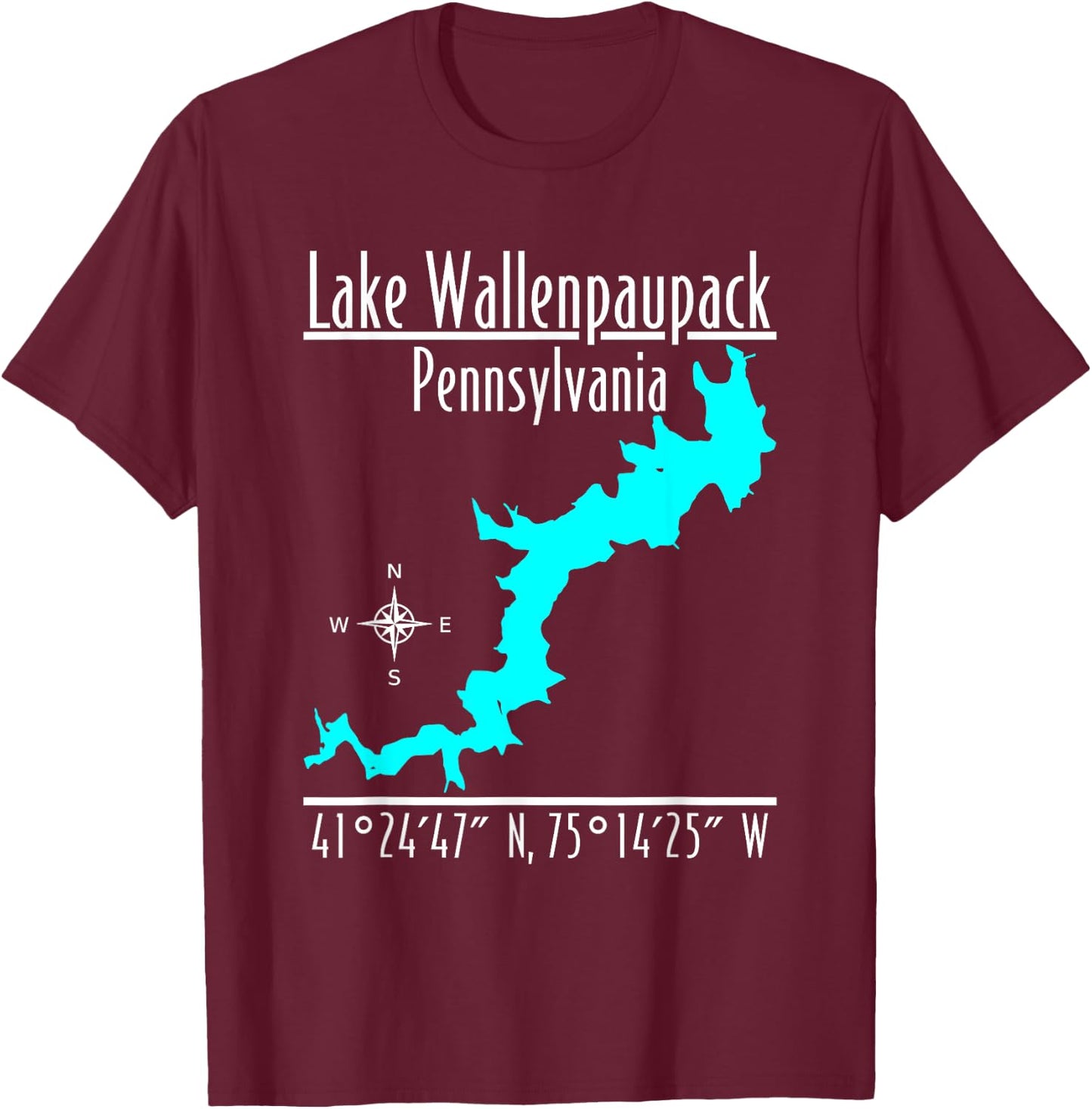 Modern Lake Wallenpaupack, Pennsylvania T-Shirt - T-Shirt | Maroon