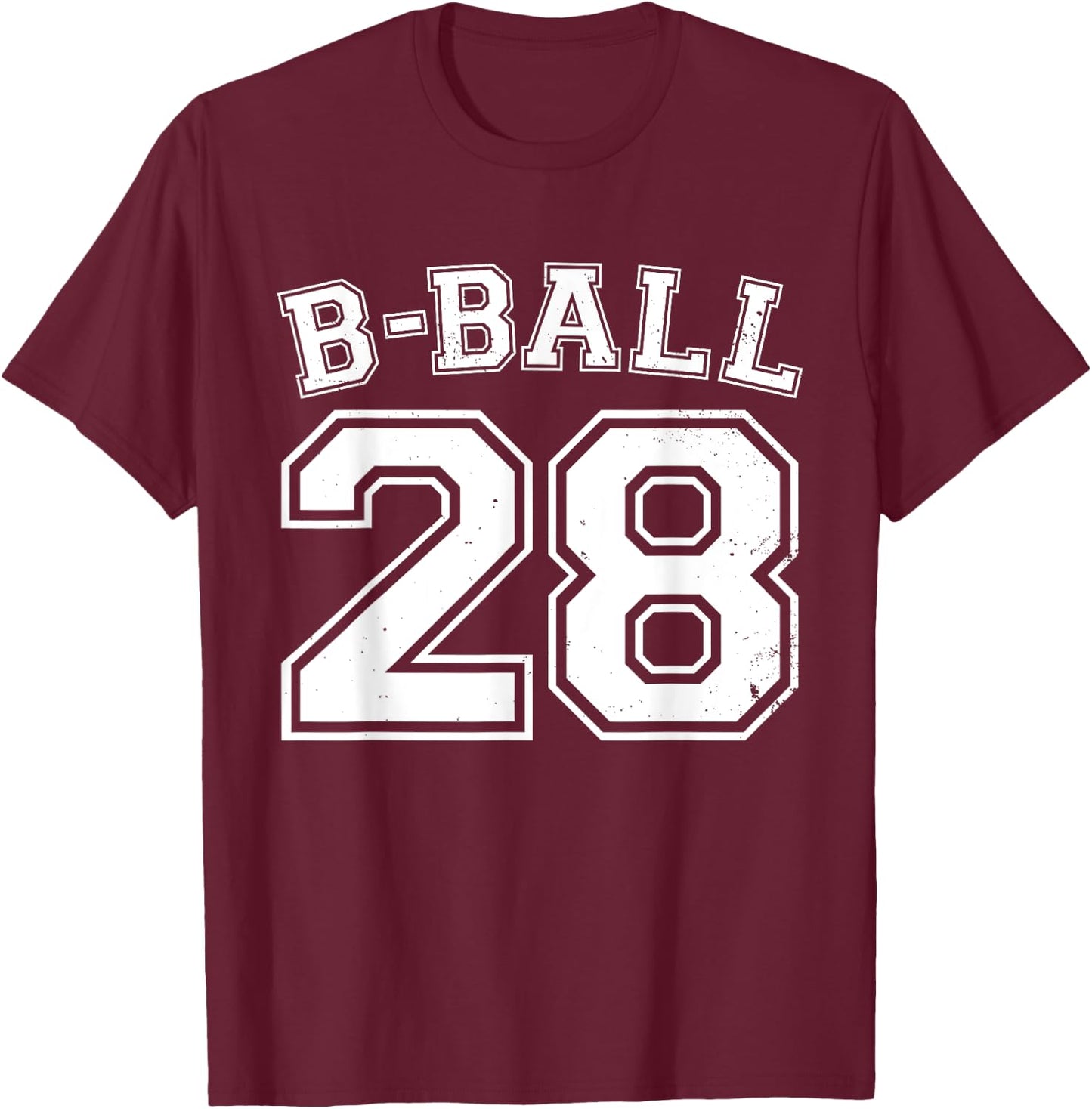 B-Ball Basketball Player Number 28 Training Varsity Vintage T-Shirt - T-Shirt | Maroon