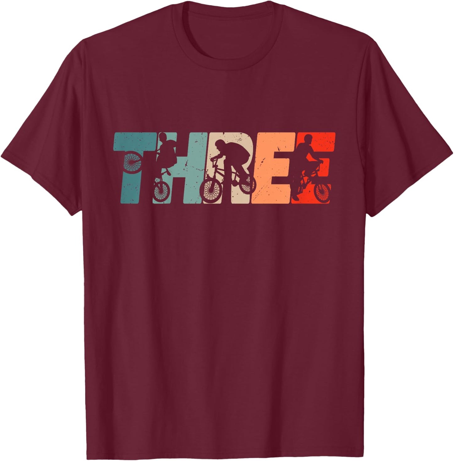 Kids 3 Year Old BMX Rider Birthday Party Boys Dirt Biking 3rd T-Shirt - T-Shirt | Maroon