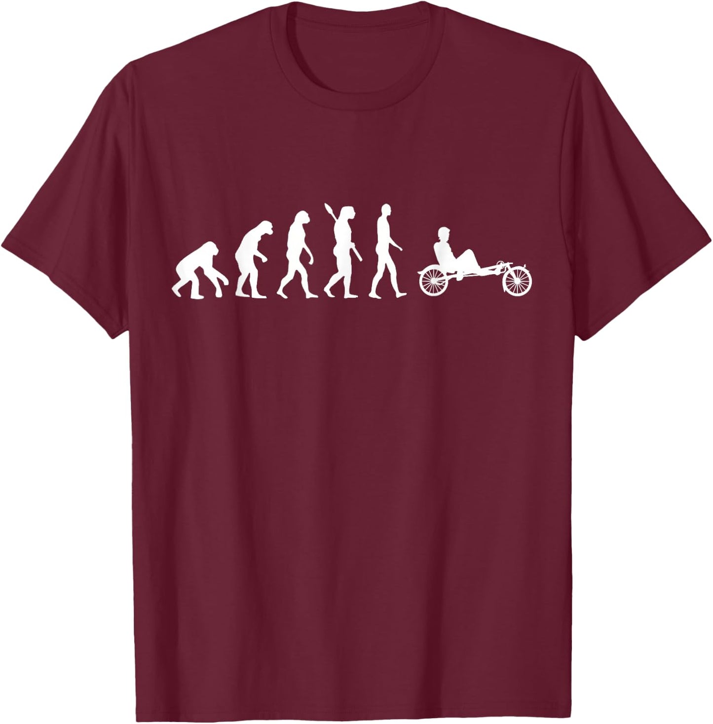Recumbent Bike Cyclist Evolution Triker Recumbent Trike T-Shirt - T-Shirt | Maroon