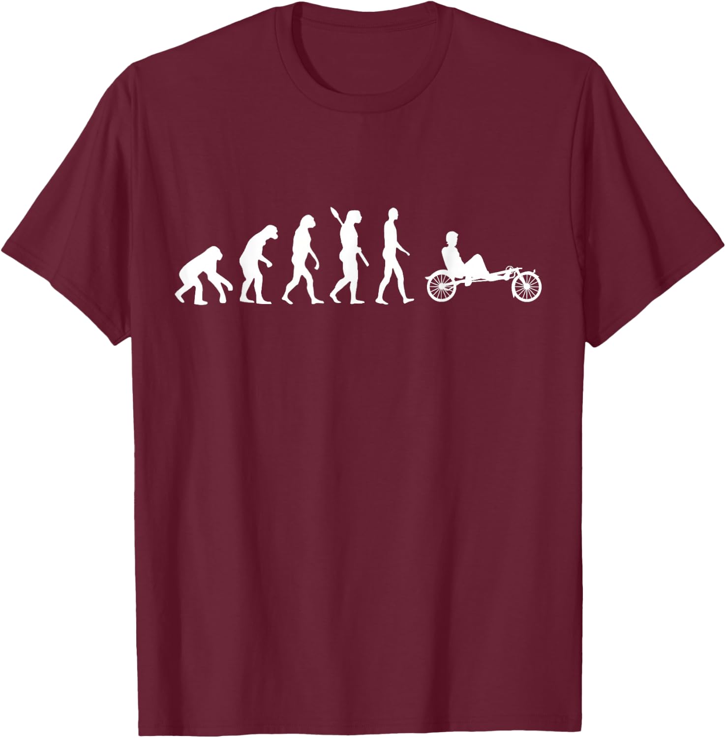 Recumbent Bike Cyclist Evolution Triker Recumbent Trike T-Shirt - T-Shirt | Maroon