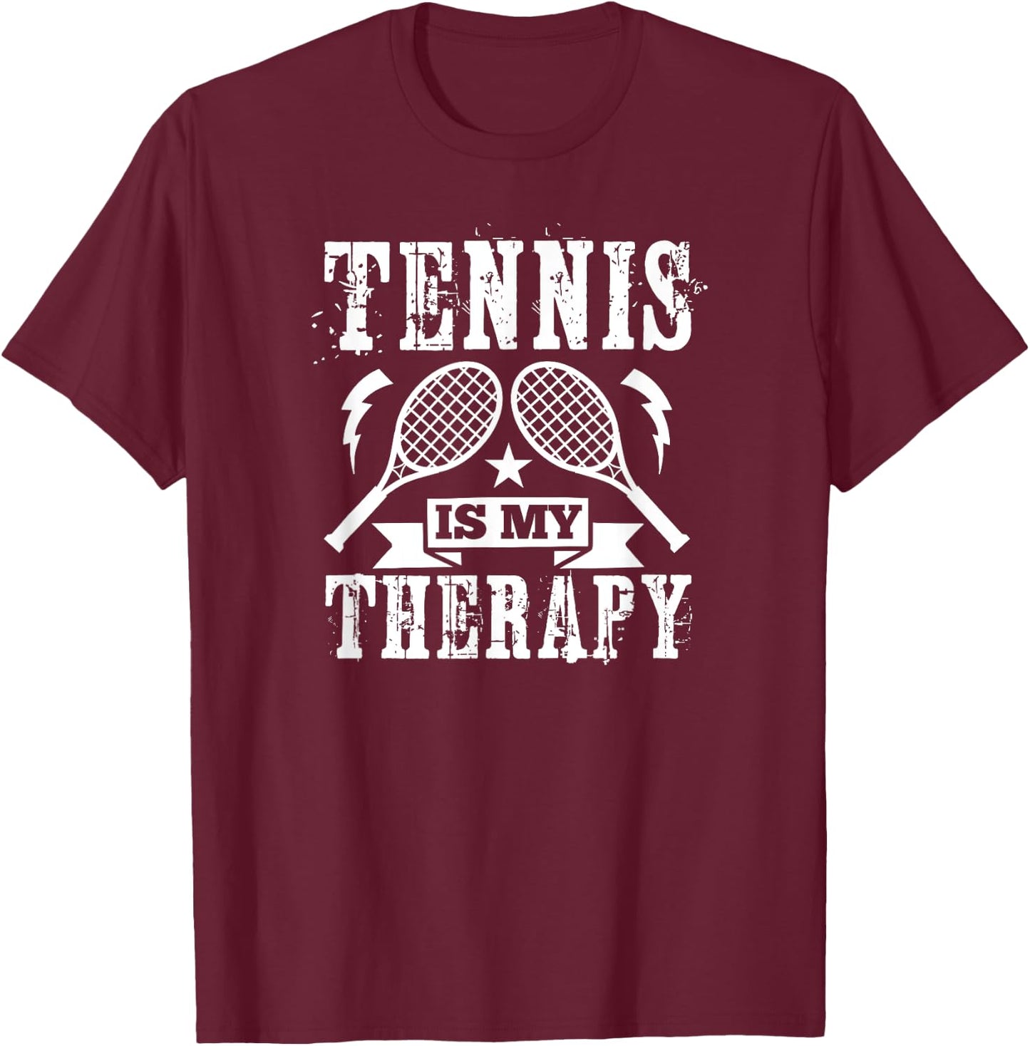 Tennis Is My Therapy - Funny Tennis Player T-Shirt - T-Shirt | Maroon