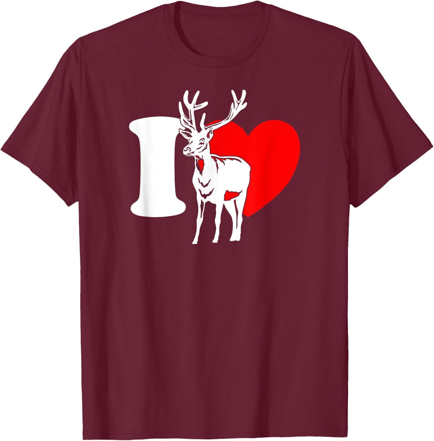 I Heart Deer - Funny I Love Deer, Funny Deer Lover T-Shirt - T-Shirt | Maroon