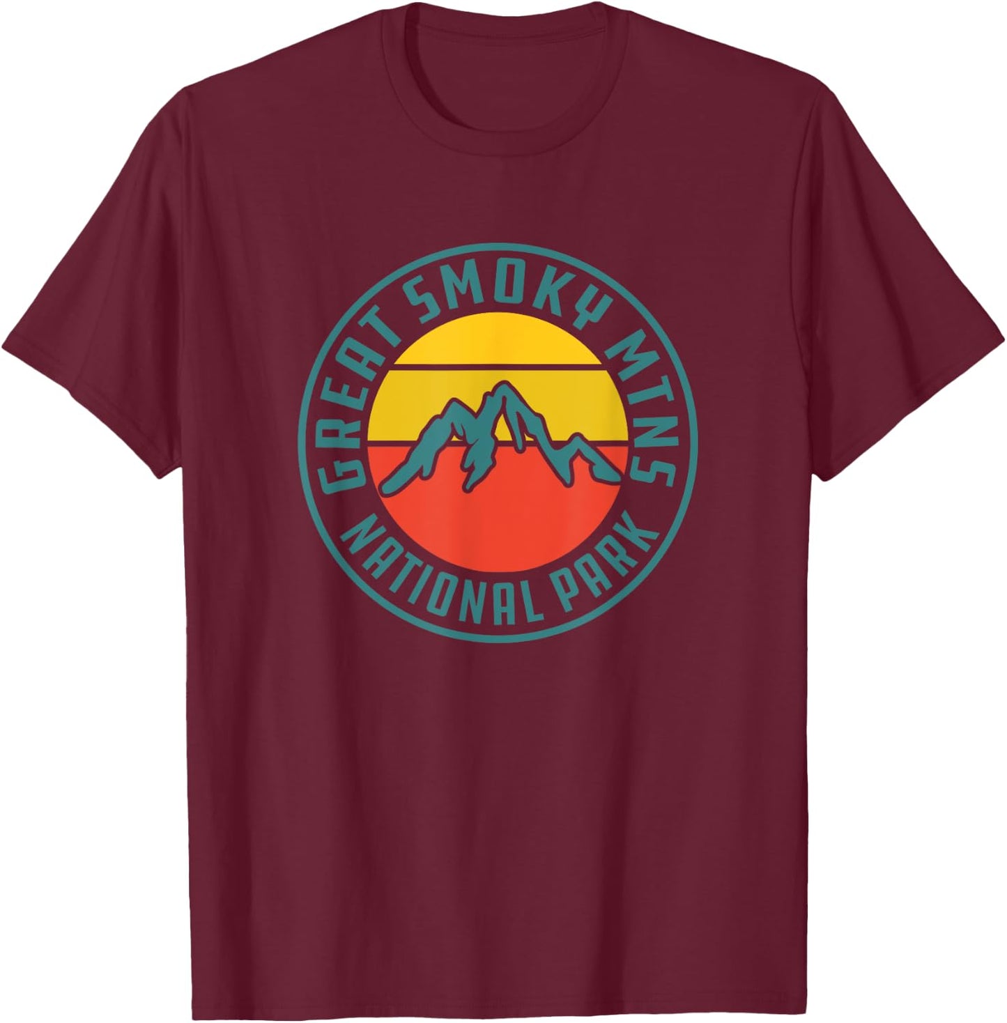 Great Smoky Mountains National Park Retro T-Shirt - T-Shirt | Maroon