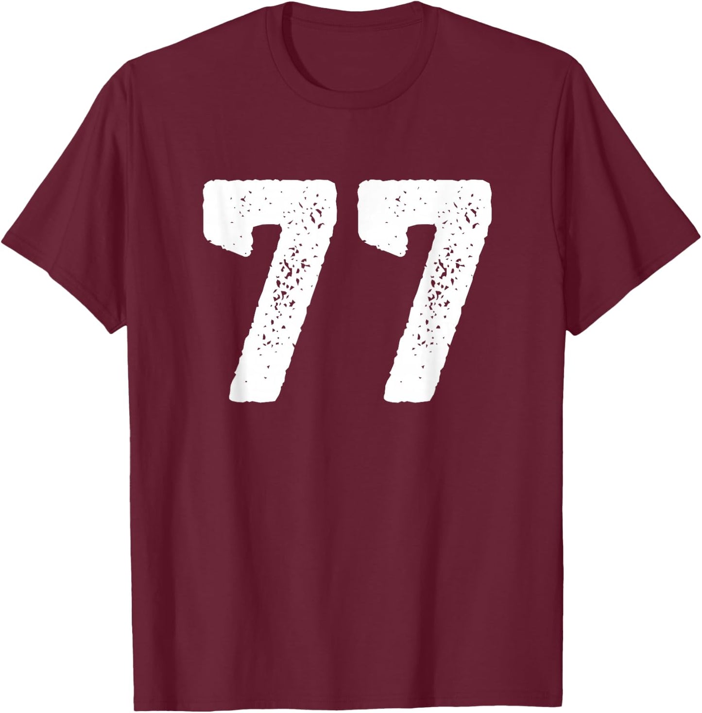 Number 77 Years Anniversary Sports Team Player T-Shirt - T-Shirt | Maroon