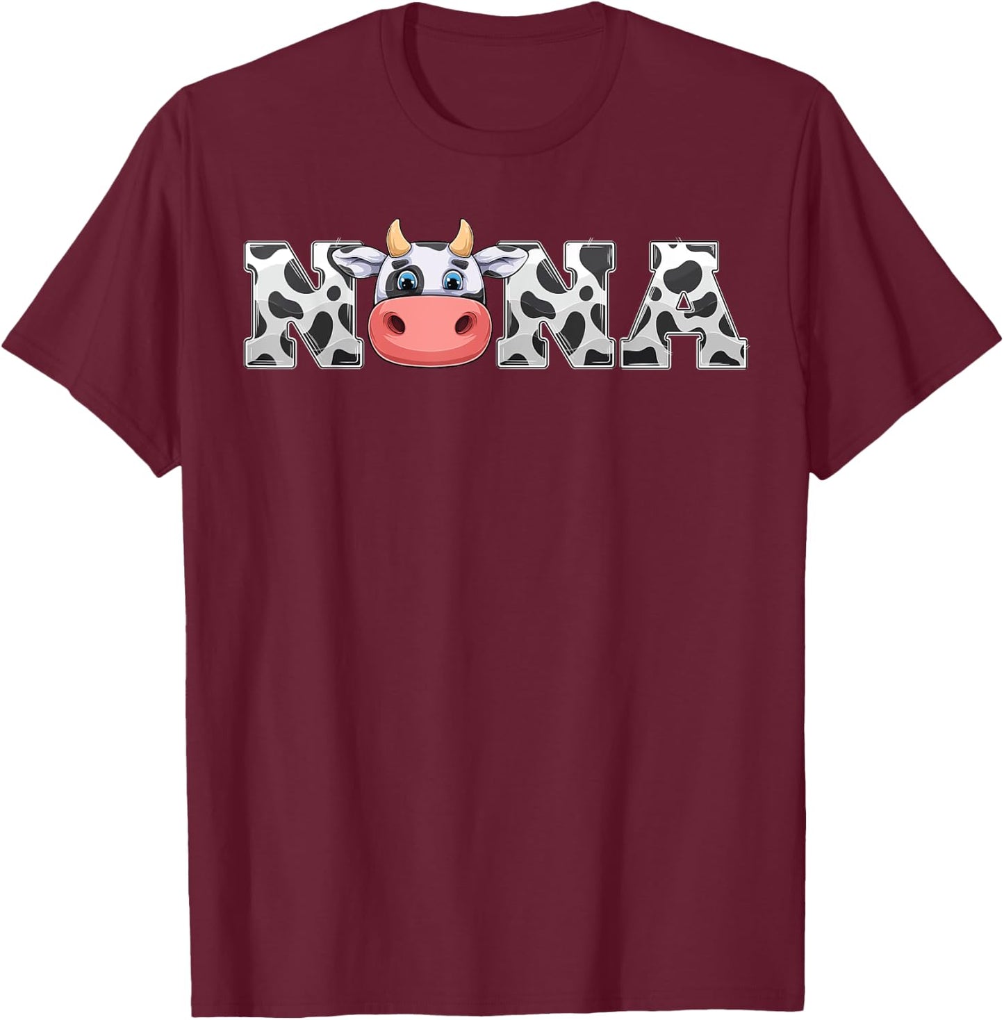 Nana Cow Print Cowboy Animal Pattern Farmer Cow Nana T-Shirt - T-Shirt | Maroon