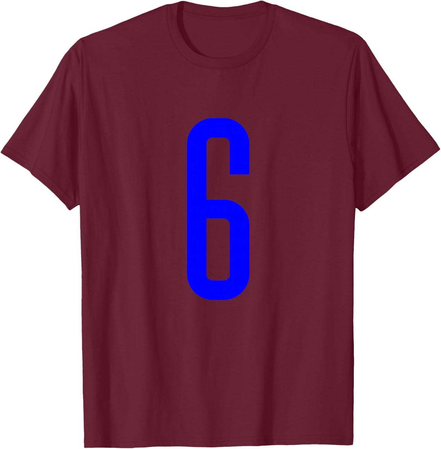 Blue Sport Team Number #6 T-Shirt - T-Shirt | Maroon