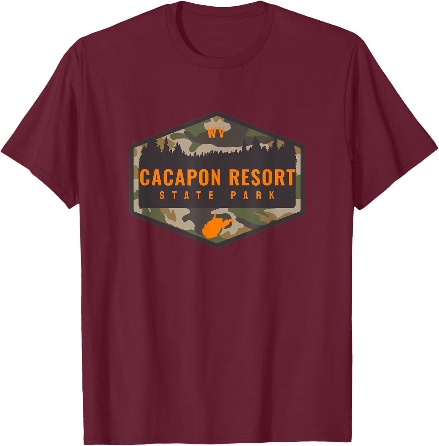 Cacapon Resort State Park West Virginia Camouflage Vacation T-Shirt - T-Shirt | Maroon