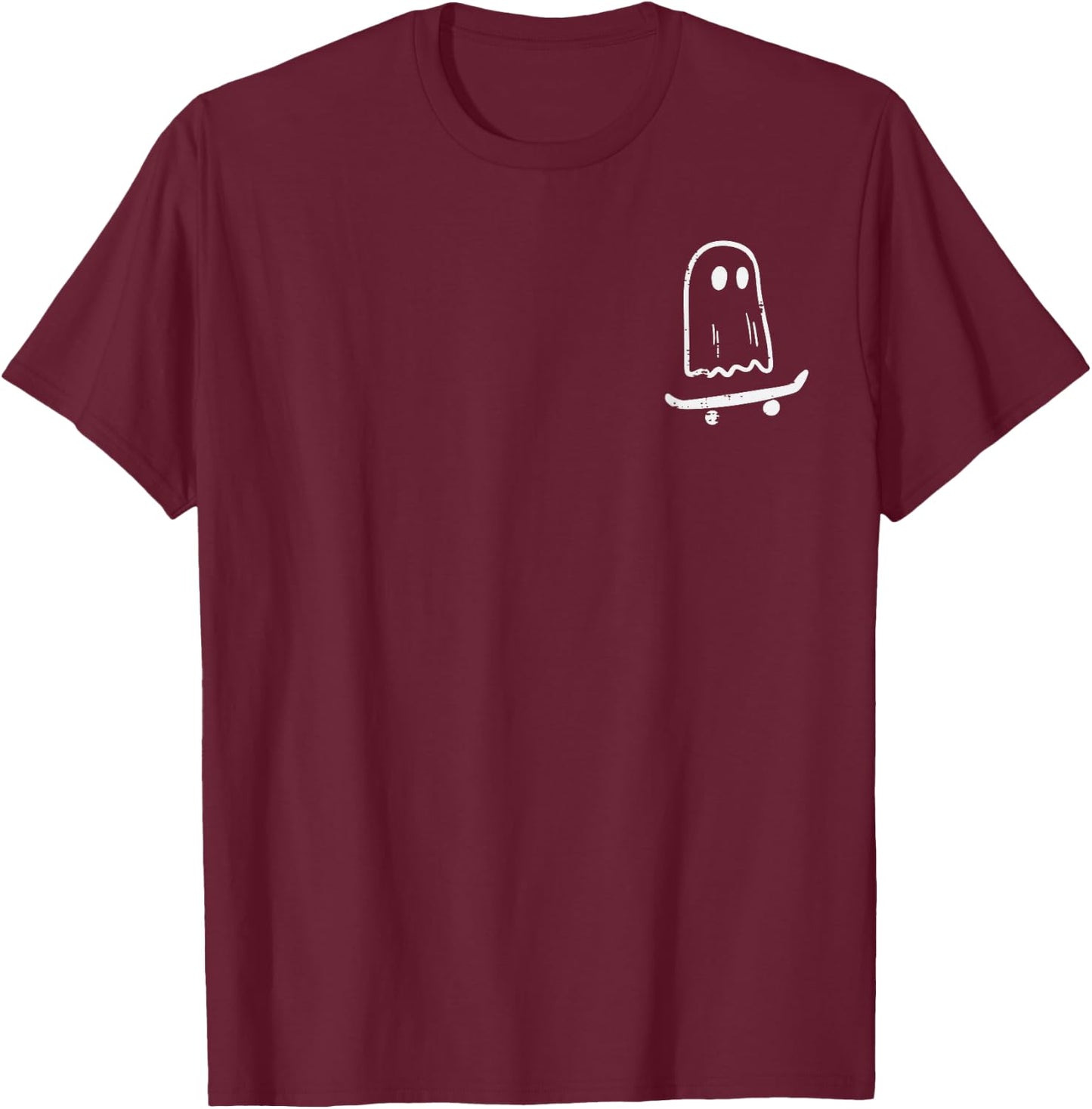 Ghost On Skateboard Funny Retro Halloween Costume Boys Kids T-Shirt - T-Shirt | Maroon