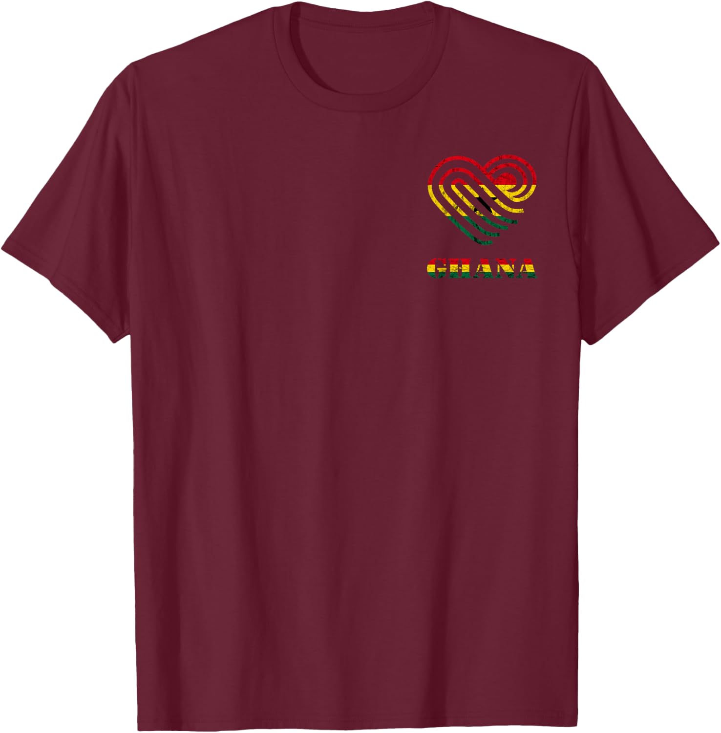 Ghana Vintage Ghana Flag Heart Ghanese Roots Ghanese Pride T-Shirt - T-Shirt | Maroon