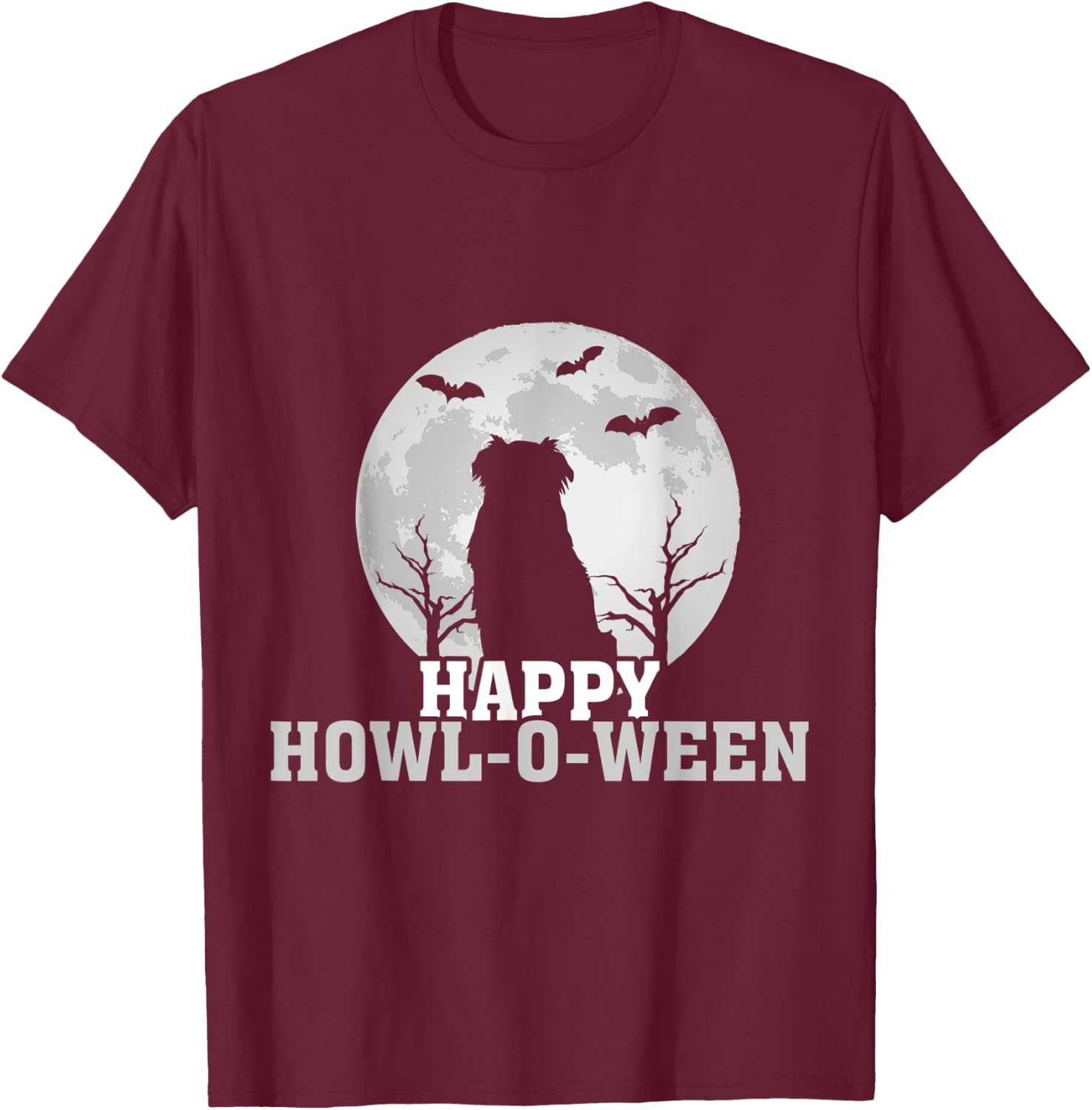 Happy Halloween Howl-o-ween Aussie Australian Shepherd T-Shirt - T-Shirt | Maroon