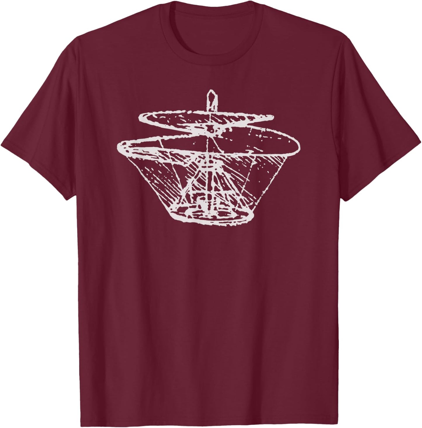 Flying Machine Leonardo da Vinci - Aerial Screw Helicopter T-Shirt - T-Shirt | Maroon