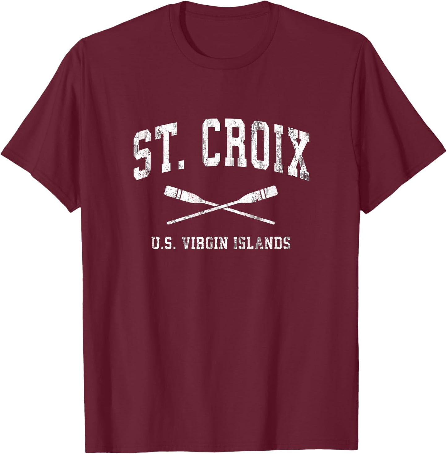 St. Croix USVI Vintage Nautical Paddles Sports Oars T-Shirt - T-Shirt | Maroon