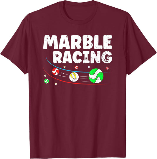 Marble Racing Marble Race Track Game Kids Adults T-Shirt - T-Shirt | Maroon
