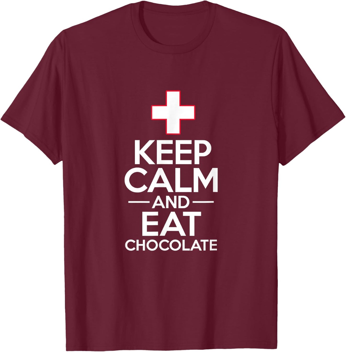 Swiss Switzerland Flag Eat Chocolate Travel Souvenir T-Shirt - T-Shirt | Maroon
