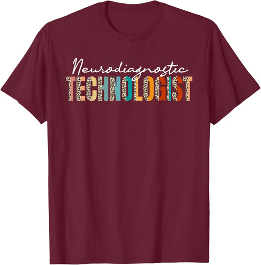 Neurodiagnostics Technologist Leopard Pattern Neuro Tech T-Shirt - T-Shirt | Maroon