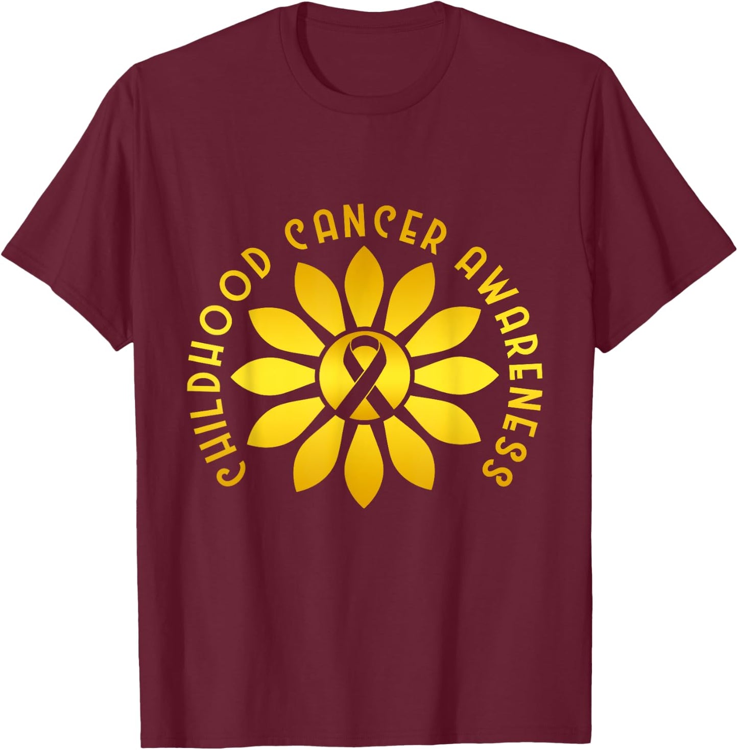 Childhood Cancer Awareness Ribbon T-Shirt - T-Shirt | Maroon