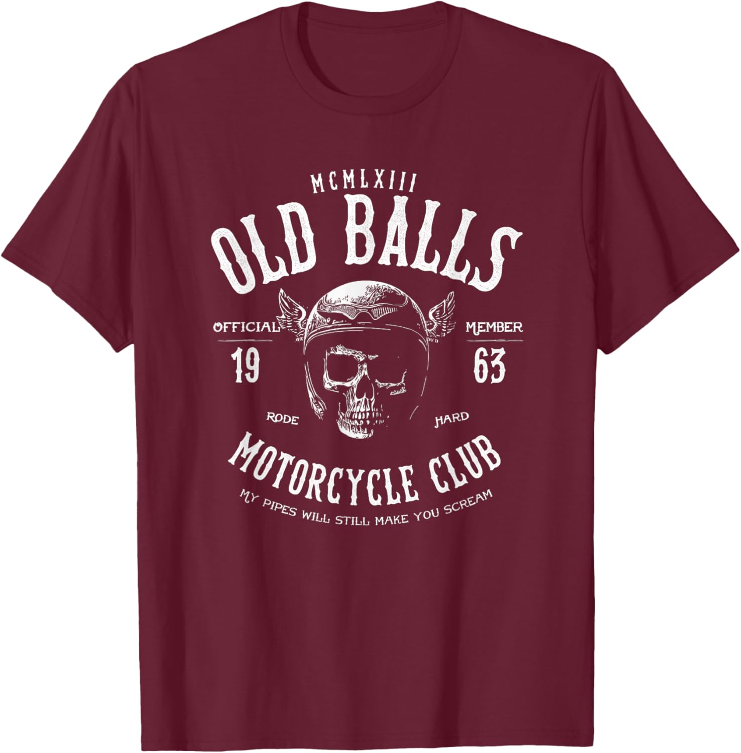 The Old Balls Club Vintage Motorcycle 60th Birthday - Men's Classic Fit Black Small T-Shirt - T-Shirt | Maroon