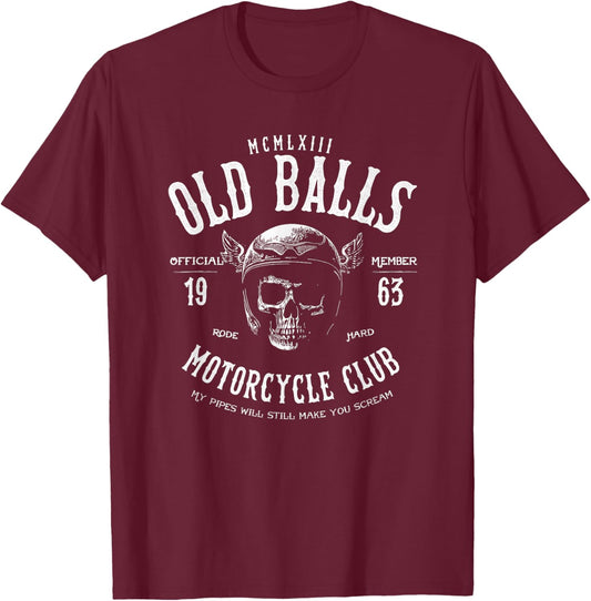 The Old Balls Club Vintage Motorcycle 60th Birthday - Men's Classic Fit Black Small T-Shirt - T-Shirt | Maroon