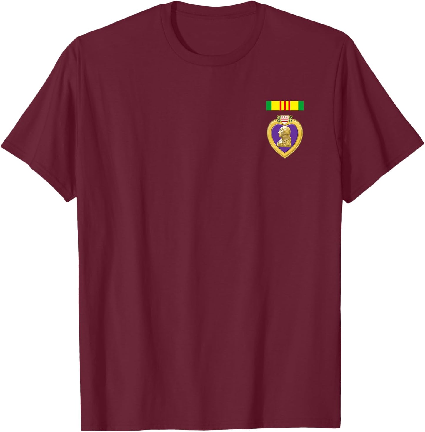 Vietnam Service Ribbon Above Purple Heart Military Medal - 2 T-Shirt - T-Shirt | Maroon