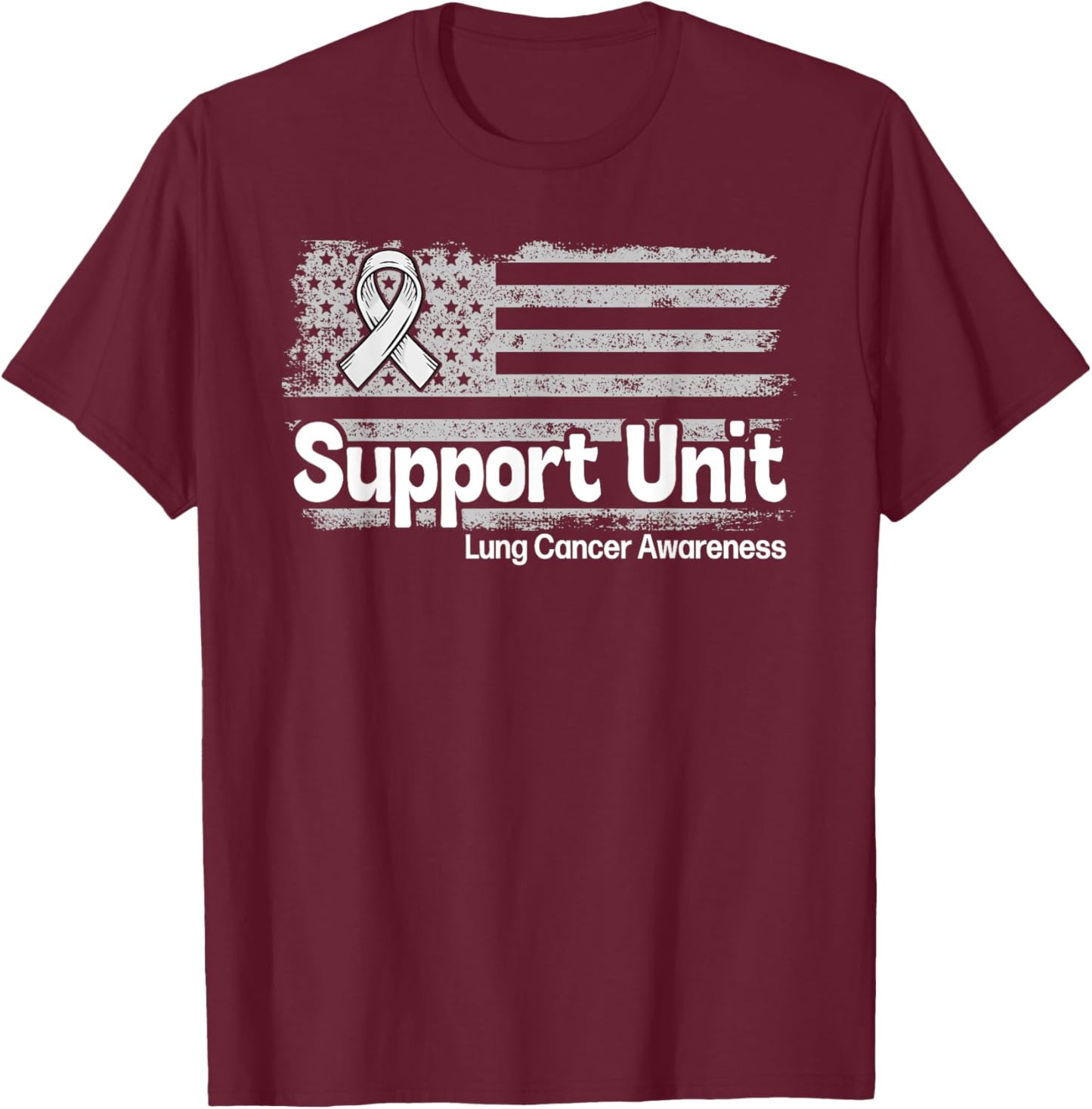 Lung Cancer Support Unit American Flag Lung Cancer Awareness Kids Men T-Shirt - T-Shirt | Maroon