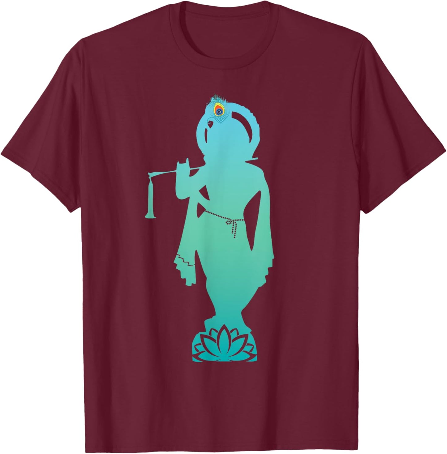 Divine Glory Lord Krishna T-Shirt - T-Shirt | Maroon