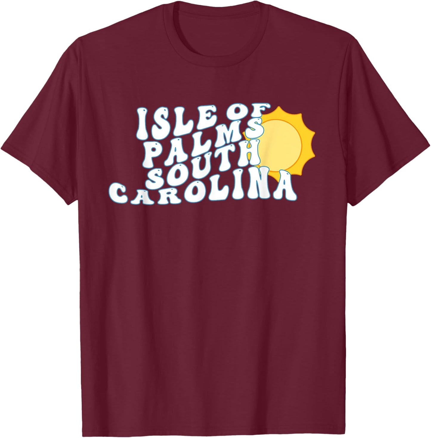 Isle of Palms South Carolina SC Retro Wavy Vacation Souvenir T-Shirt - T-Shirt | Maroon