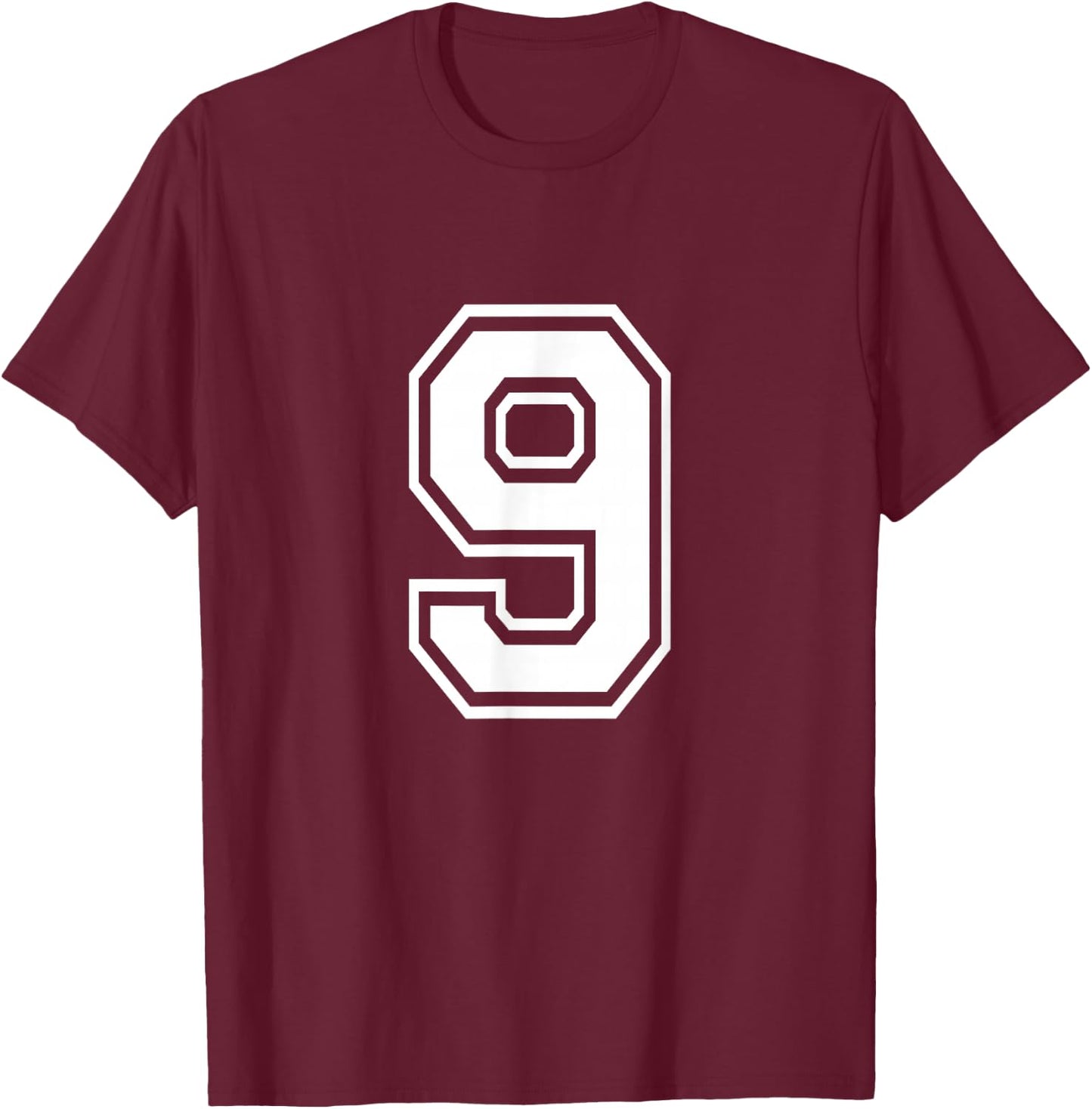 Number 9 Varsity Sports Team Jersey 9th Birthday 9 Years T-Shirt - T-Shirt | Maroon