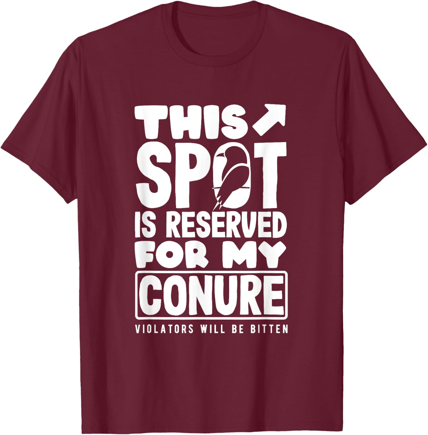 Sun Conure This Spot Is Reserved Funny Parrot T-Shirt - T-Shirt | Maroon