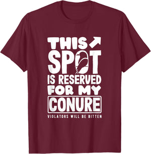Sun Conure This Spot Is Reserved Funny Parrot T-Shirt - T-Shirt | Maroon