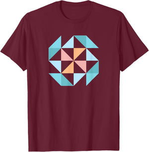 Barn Quilt Block Women's Quilting Half Square Triangle T-Shirt - T-Shirt | Maroon