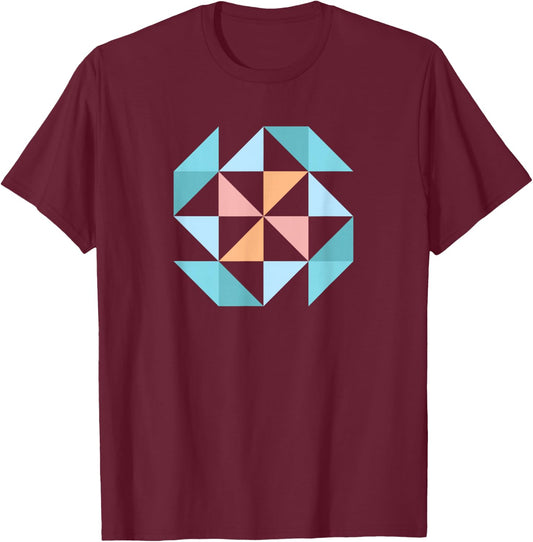 Barn Quilt Block Women's Quilting Half Square Triangle T-Shirt - T-Shirt | Maroon