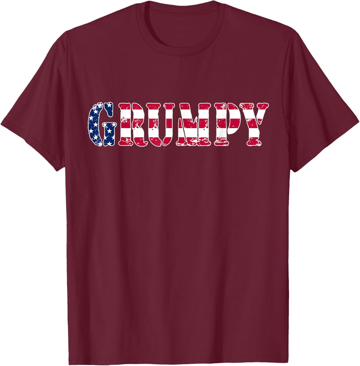 Vintage Grumpy American Flag Patriotic 4th of July T-Shirt - T-Shirt | Maroon