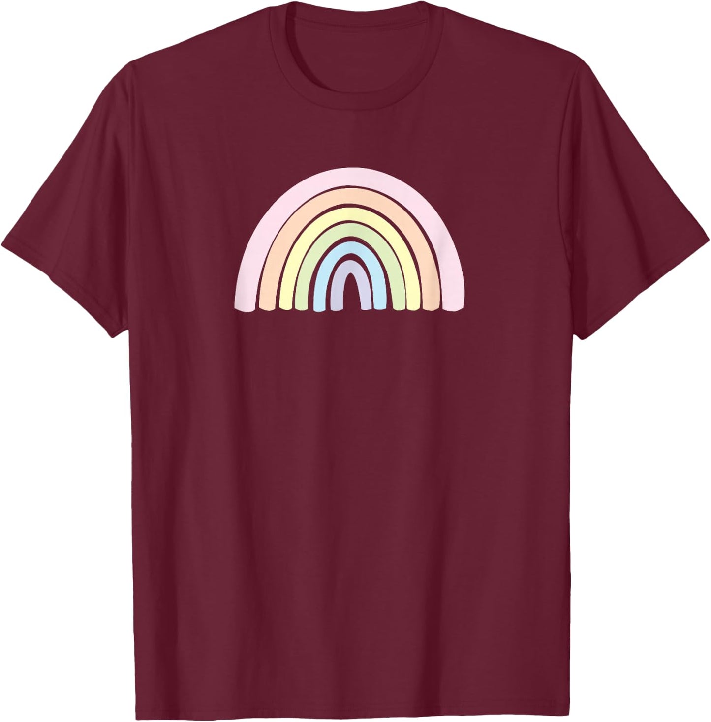 Pastel Rainbow, Cute Graphic top Short Sleeve for Woman T-Shirt - T-Shirt | Maroon