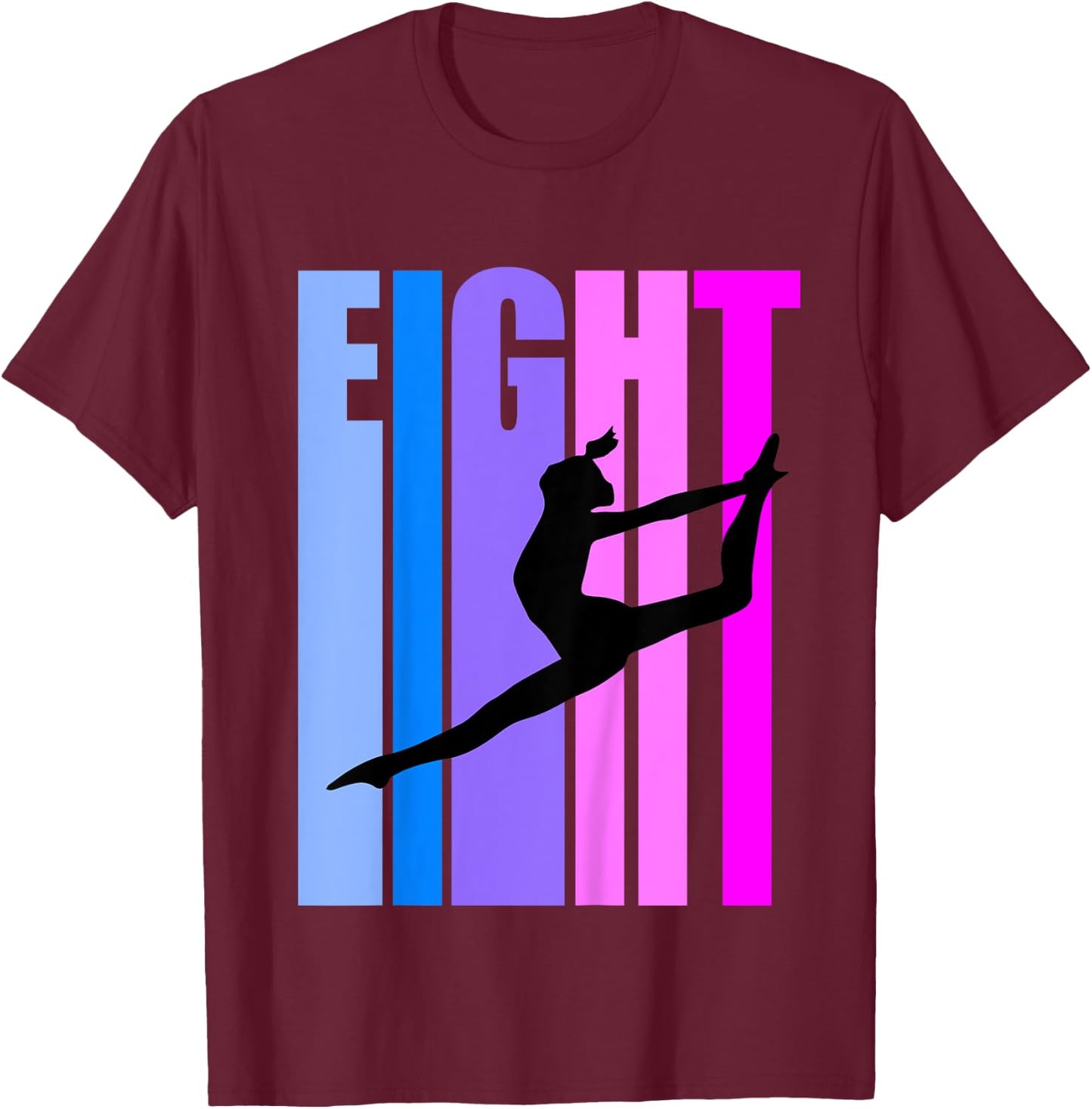 Kids 8th Birthday Gymnastics Girls Gymnast Dance Dancer Dancing T-Shirt - T-Shirt | Maroon