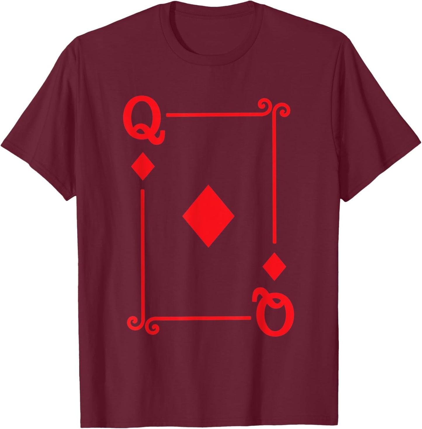 Playing Cards Costume - Queen Diamonds Card - Queen Card T-Shirt - T-Shirt | Maroon