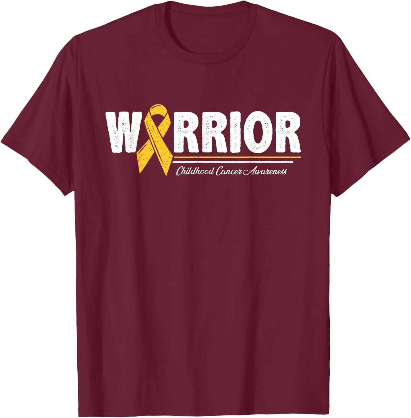 Warrior Childhood Cancer Awareness Ribbon T-Shirt - T-Shirt | Maroon
