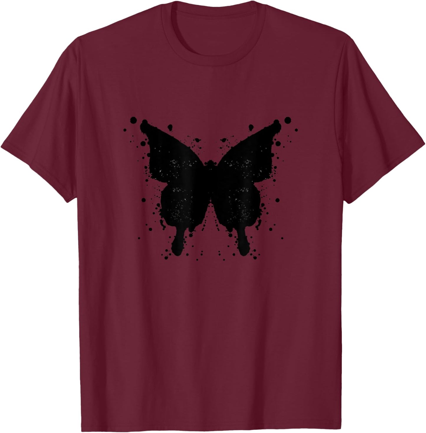 Rorschach ink splatter butterfly T-Shirt - T-Shirt | Maroon