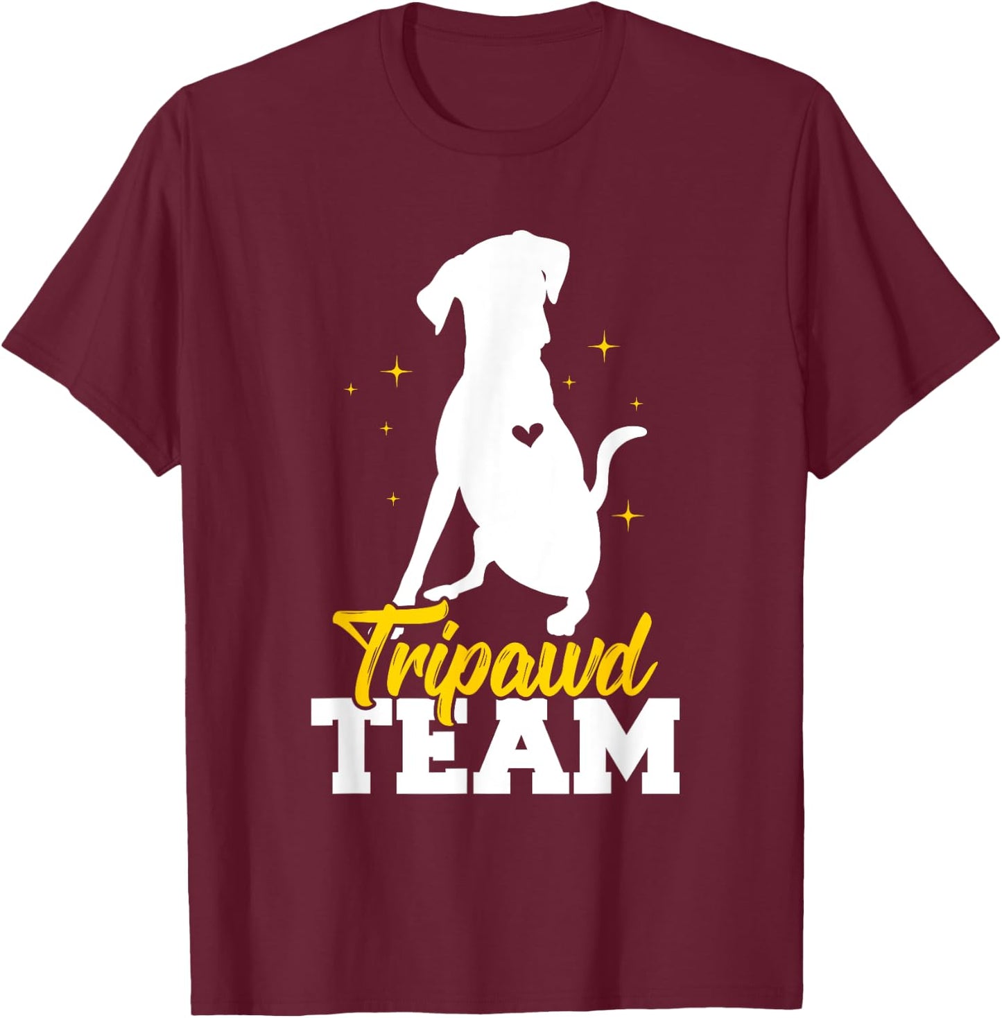 Tripawd Team Leg Amputee Dog Tripaw Dogs Tripod Dog Owners T-Shirt - T-Shirt | Maroon