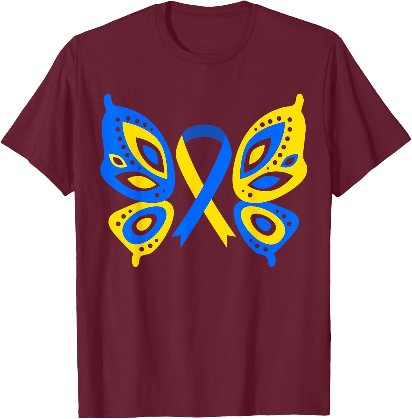 World Down Syndrome Day Butterfly T-Shirt - T-Shirt | Maroon