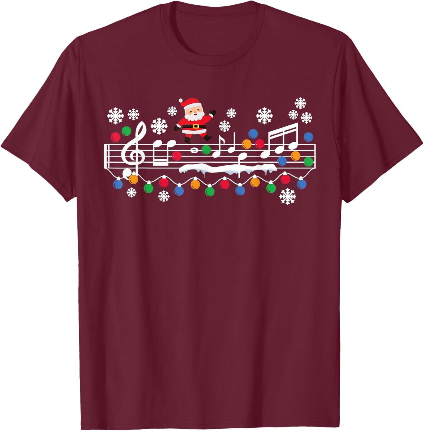 Music Teacher Christmas Santa Music Teaching Xmas Party T-Shirt - T-Shirt | Maroon