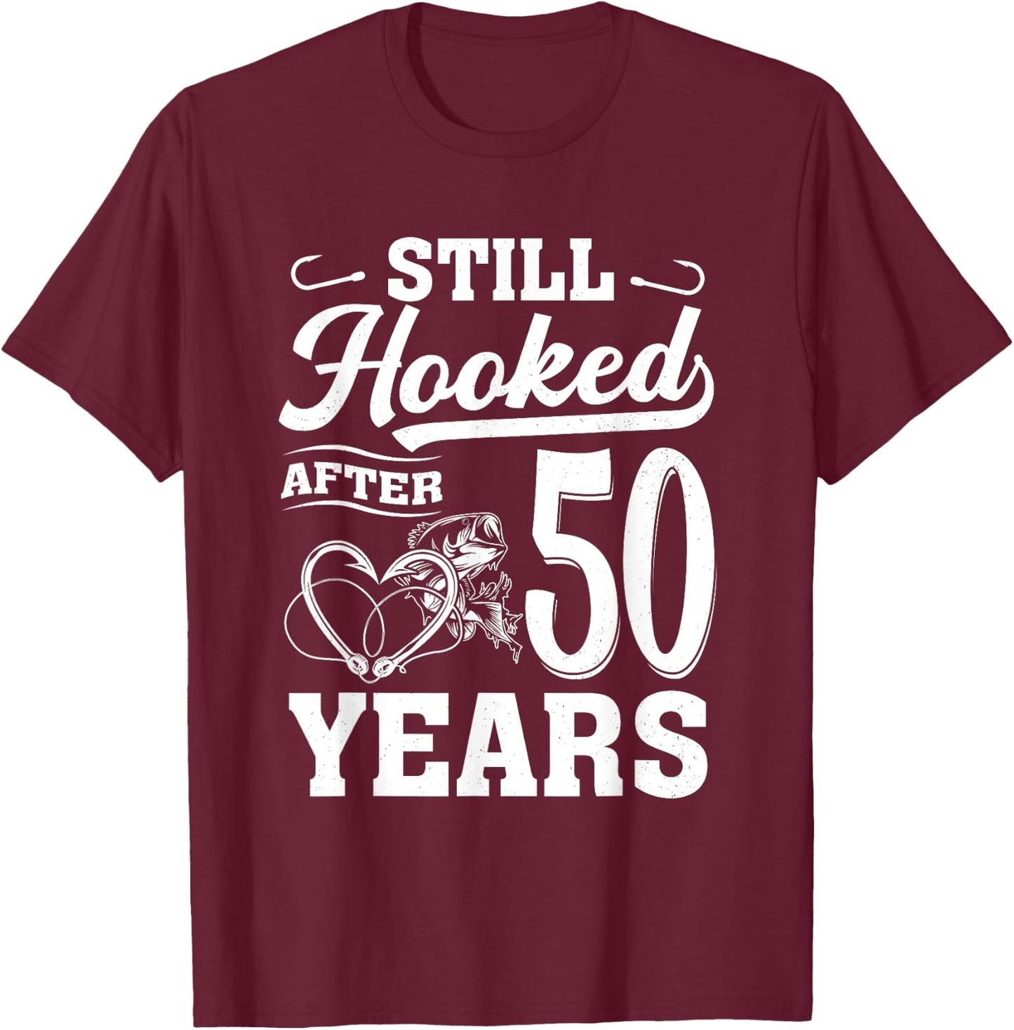 Fishing Couple 50 Years Anniversary 50th Wedding Celebration T-Shirt - T-Shirt | Maroon